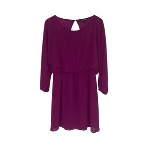 Express Mini‎ Dress Women’s Large Magenta Sheer Sleeves